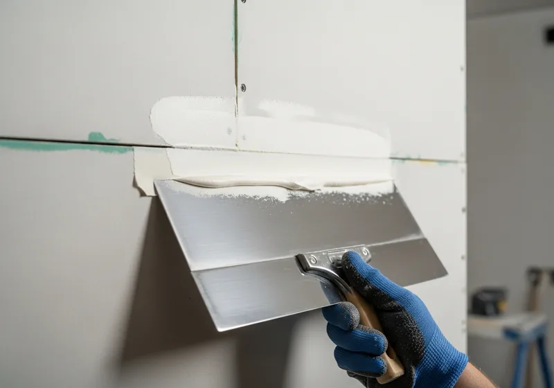 Réalisation des bandes à joints et ratissage d'un mur en plaques de plâtre à Bordeaux