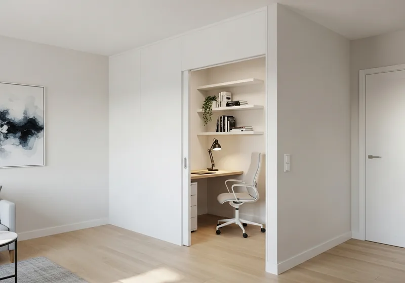 Coin bureau fermé par une cloison placo et une porte coulissante à Terres Neuves, Bègles