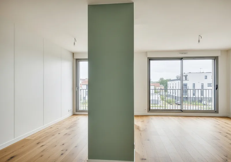 Chambre créée par cloisonnement dans un T3 de l'écoquartier du Tasta à Bruges